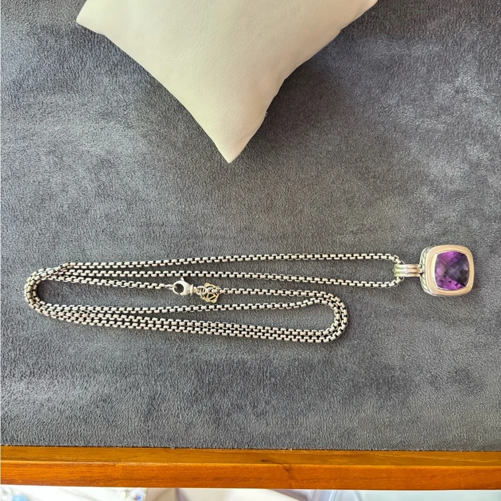 David Yurman Sterling silver 14mm Albion Pendant Necklace with Amethyst 32